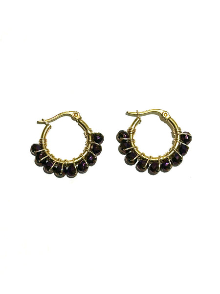 HC DESIGNS - Mini Golden Beaded 1/2 inch Hoop (more colors available)