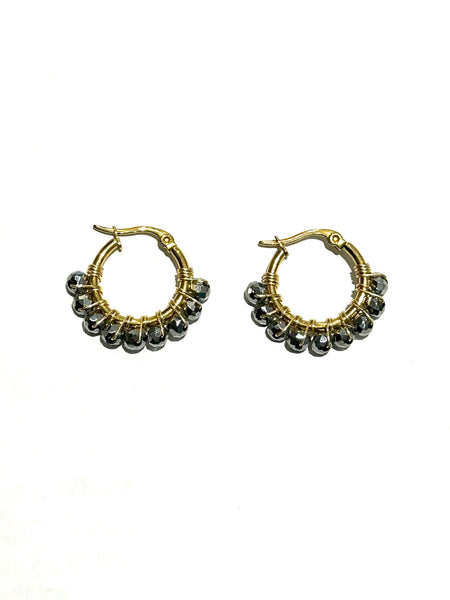 HC DESIGNS - Mini Golden Beaded 1/2 inch Hoop (more colors available)