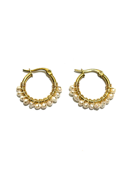 HC DESIGNS - Mini Golden Beaded 1/2 inch Hoop (more colors available)