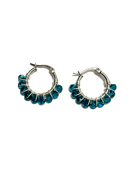 HC DESIGNS - XSmall Silver Beaded Round Hoops 1 Inch (many colors available)