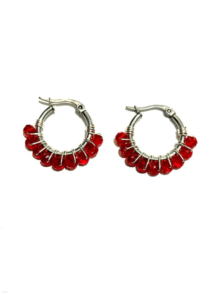 HC DESIGNS - XSmall Silver Beaded Round Hoops 1 Inch (many colors available)