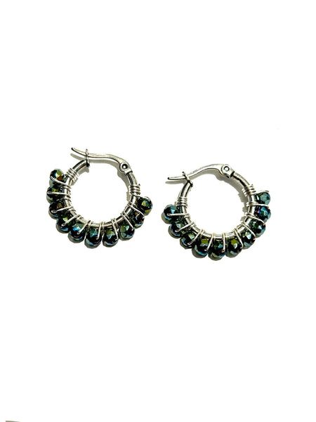 HC DESIGNS - XSmall Silver Beaded Round Hoops 1 Inch (many colors available)