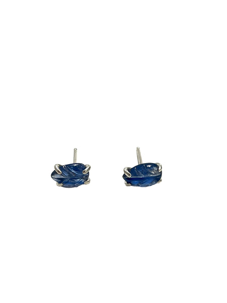 LYDIA TUCCI- Carved Blue Kyanite Leaves Studs