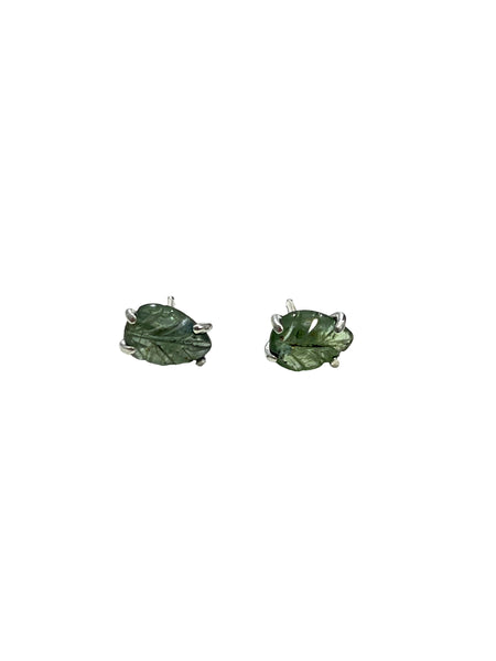 LYDIA TUCCI- Carved Green Kyanite Leaves Studs