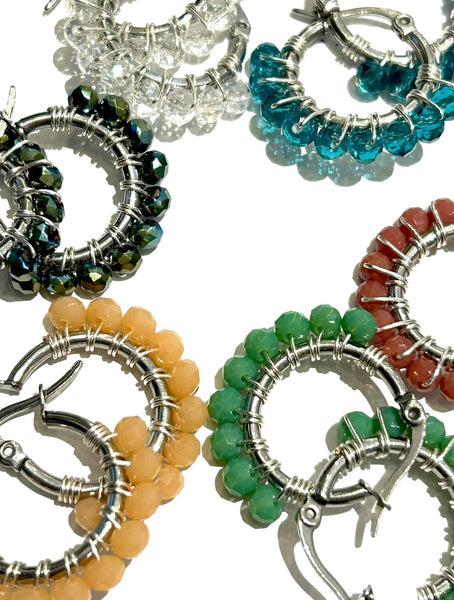 HC DESIGNS - XSmall Silver Beaded Round Hoops 1 Inch (many colors available)