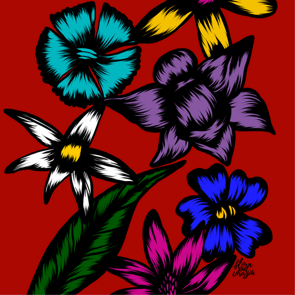 FLORA PAL CORAZÓN -5.5"x 5.5" Art Print- Healing Garden II