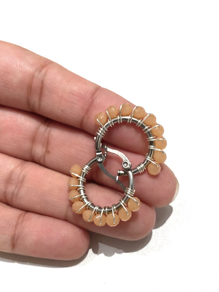 HC DESIGNS - XSmall Silver Beaded Round Hoops 1 Inch (many colors available)
