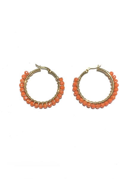 HC DESIGNS - Medium Golden Beaded Round Hoops - 1 1/2 Inch (More colors available)