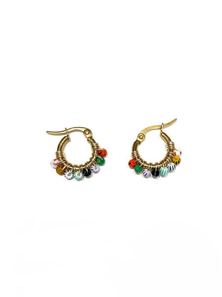HC DESIGNS - Mini Golden Beaded 1/2 inch Hoop (more colors available)