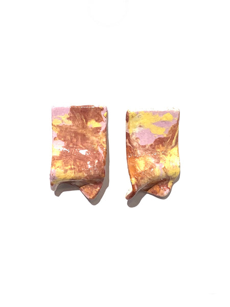 CONTRASTE- Pliego Medium Rectangle Earrings- Barro Pink