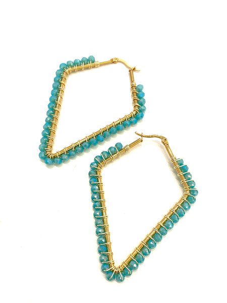 HC DESIGNS - Large Beaded Diamonds Hoops - Golden