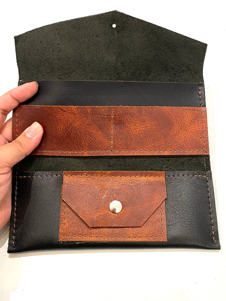 ODUARDO- Full Size Wallet - Black / Brown Details Inside