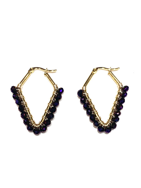HC DESIGNS - Small Beaded Diamonds Hoops - Golden (More colors available)