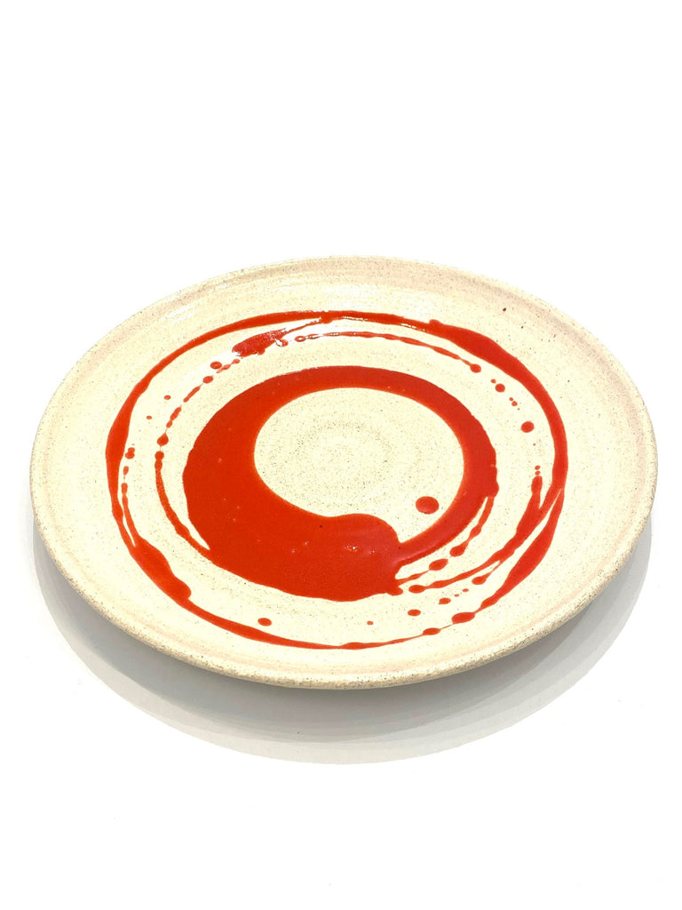 NIETO CERAMICS - Wide plate with Scarlet Splatter