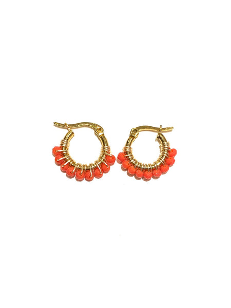 HC DESIGNS - Mini Golden Beaded 1/2 inch Hoop (more colors available)