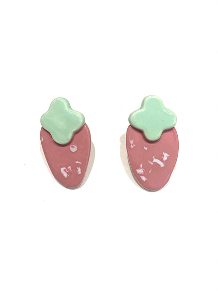 LAS MALCRIÁS- Hearts Ceramics- Small Strawberry Earrings