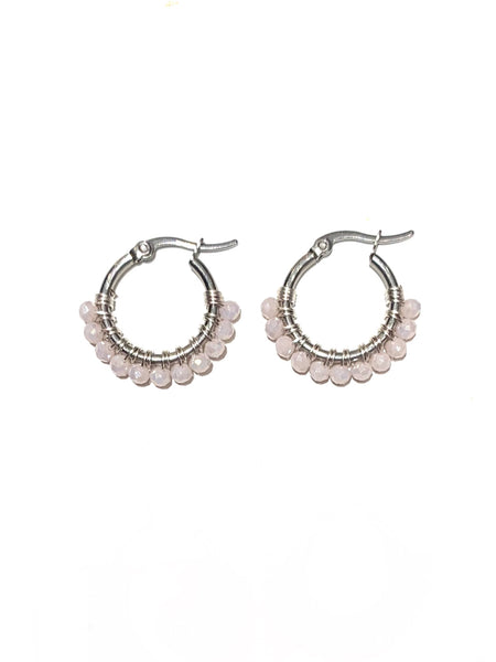 HC DESIGNS - XSmall Silver Beaded Round Hoops 1 Inch (many colors available)