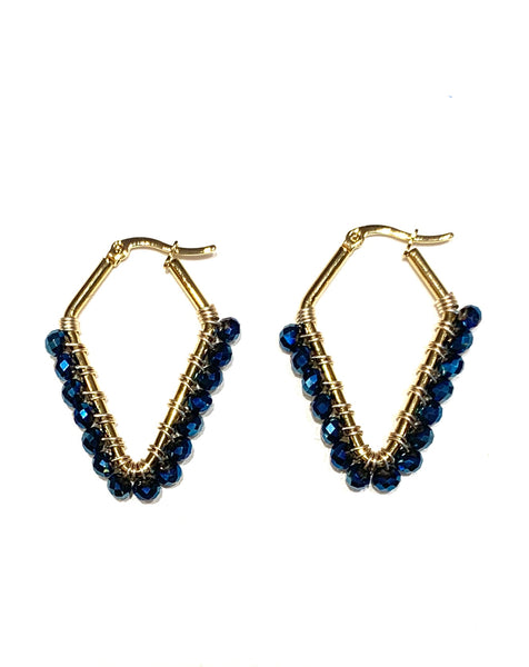 HC DESIGNS - Small Beaded Diamonds Hoops - Golden (More colors available)