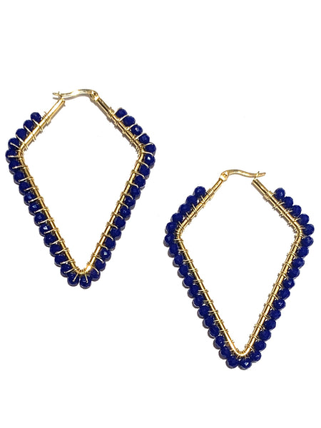 HC DESIGNS - Large Beaded Diamonds Hoops - Golden