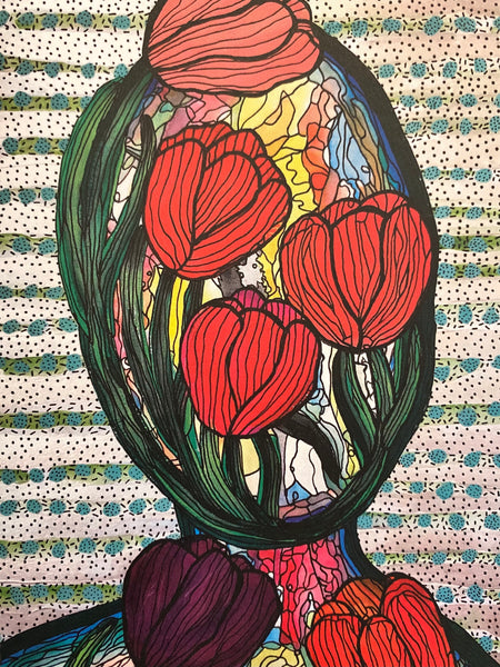 SUSANA CACHO-  4x6 Greeting Card With Envelope- Mujer Tulipán