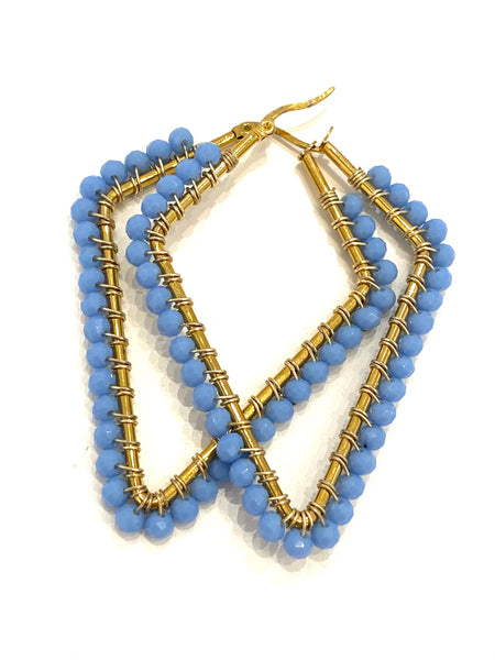 HC DESIGNS - Large Beaded Diamonds Hoops - Golden
