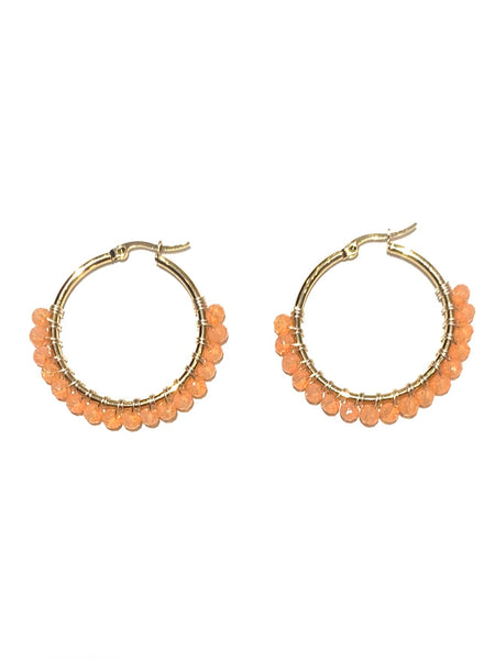 HC DESIGNS - Medium Golden Beaded Round Hoops - 1 1/2 Inch (More colors available)