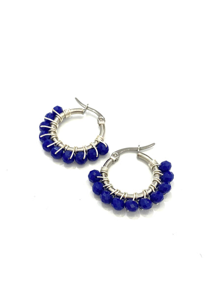 HC DESIGNS - XSmall Silver Beaded Round Hoops 1 Inch (many colors available)