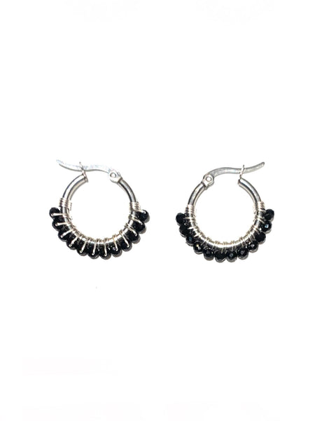 HC DESIGNS - XSmall Silver Beaded Round Hoops 1 Inch (many colors available)
