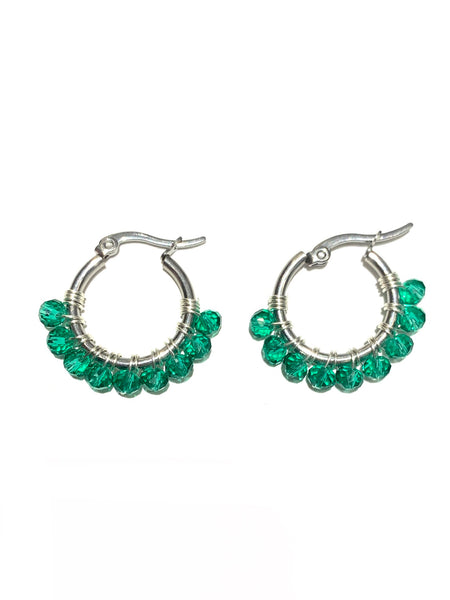 HC DESIGNS - XSmall Silver Beaded Round Hoops 1 Inch (many colors available)