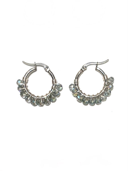 HC DESIGNS - XSmall Silver Beaded Round Hoops 1 Inch (many colors available)
