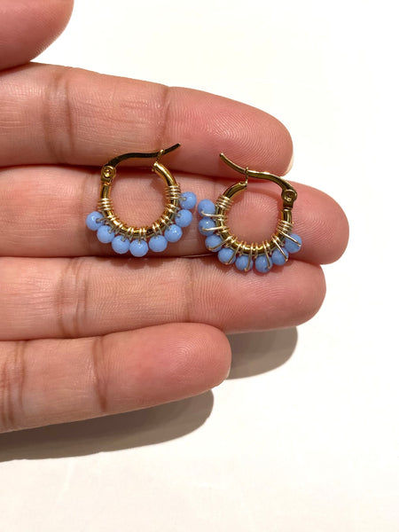 HC DESIGNS - Mini Golden Beaded 1/2 inch Hoop (more colors available)