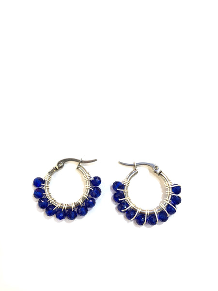 HC DESIGNS - XSmall Silver Beaded Round Hoops 1 Inch (many colors available)
