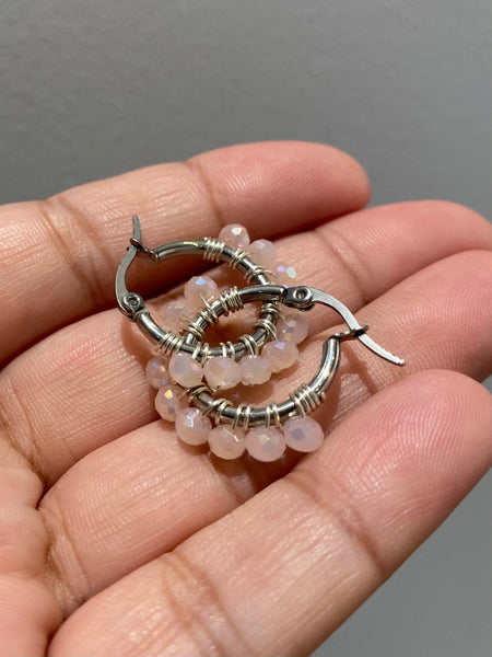 HC DESIGNS - XSmall Silver Beaded Round Hoops 1 Inch (many colors available)