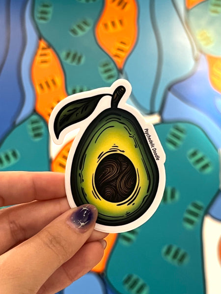 PSYCHEDELIC DOODLE - Avocado Sticker
