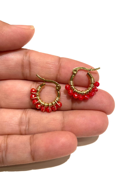 HC DESIGNS - Mini Golden Beaded 1/2 inch Hoop (more colors available)