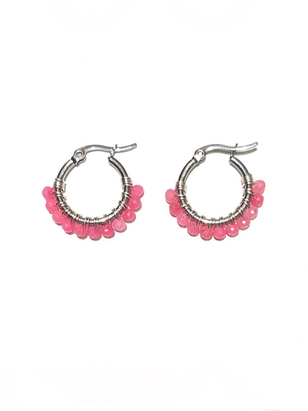 HC DESIGNS - XSmall Silver Beaded Round Hoops 1 Inch (many colors available)
