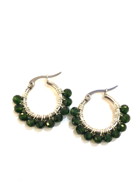 HC DESIGNS - XSmall Silver Beaded Round Hoops 1 Inch (many colors available)