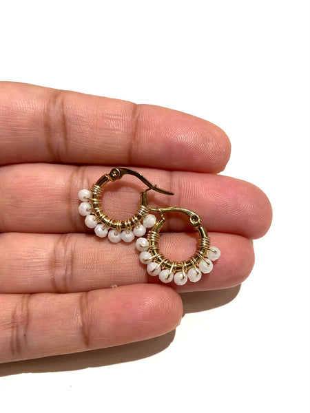 HC DESIGNS - Mini Golden Beaded 1/2 inch Hoop (more colors available)