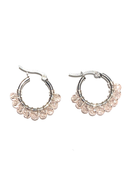 HC DESIGNS - XSmall Silver Beaded Round Hoops 1 Inch (many colors available)