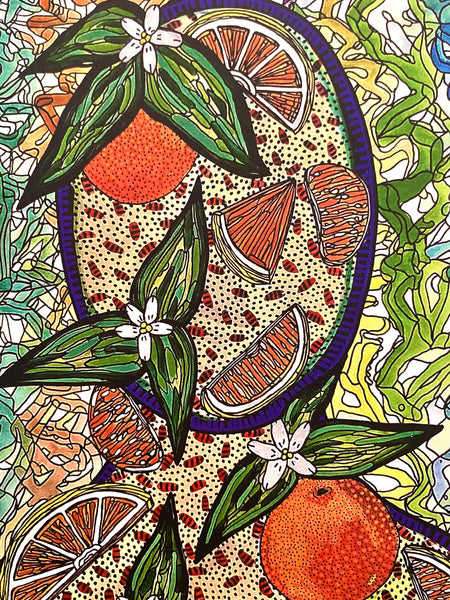 SUSANA CACHO-  4x6 Greeting Card With Envelope- Mujer Naranja