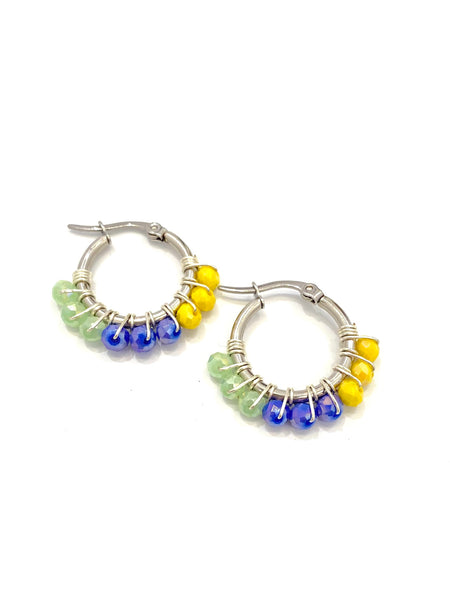 HC DESIGNS - XSmall Silver Beaded Round Hoops 1 Inch (many colors available)