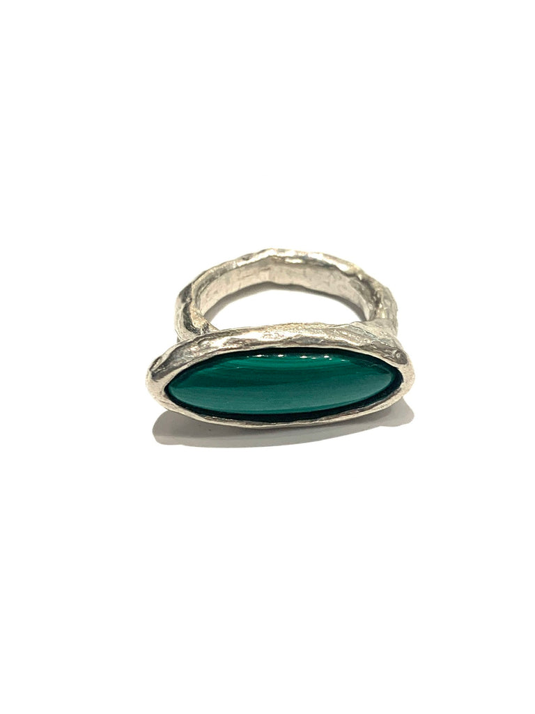 DOS PINCELES- Isla Ring- Silver/Malachite