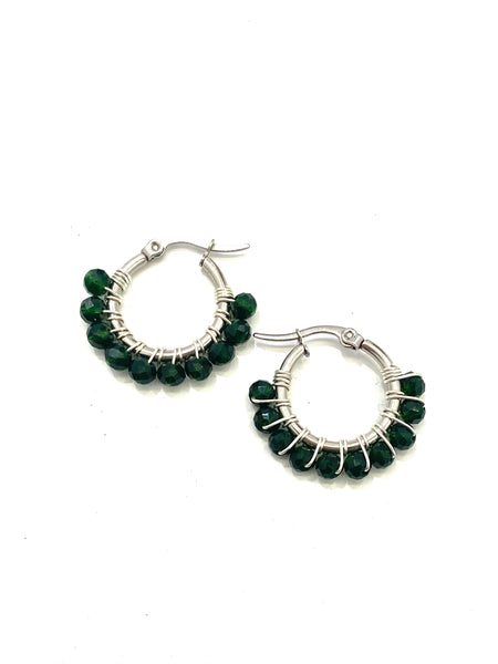 HC DESIGNS - XSmall Silver Beaded Round Hoops 1 Inch (many colors available)