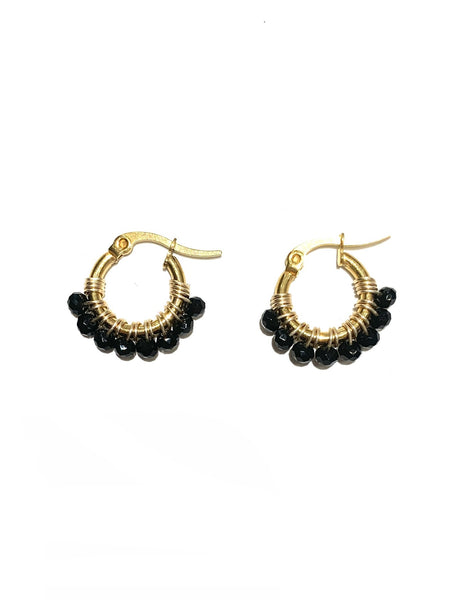 HC DESIGNS - Mini Golden Beaded 1/2 inch Hoop (more colors available)