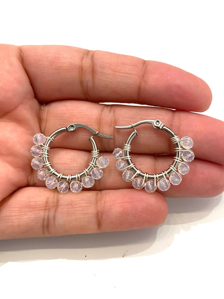HC DESIGNS - XSmall Silver Beaded Round Hoops 1 Inch (many colors available)