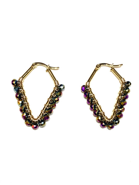 HC DESIGNS - Small Beaded Diamonds Hoops - Golden (More colors available)