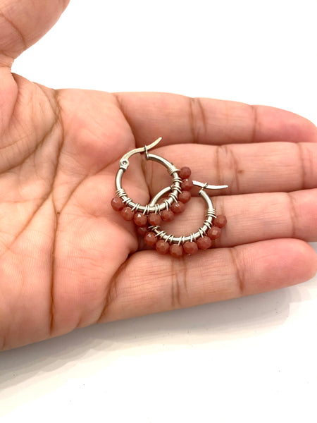 HC DESIGNS - XSmall Silver Beaded Round Hoops 1 Inch (many colors available)