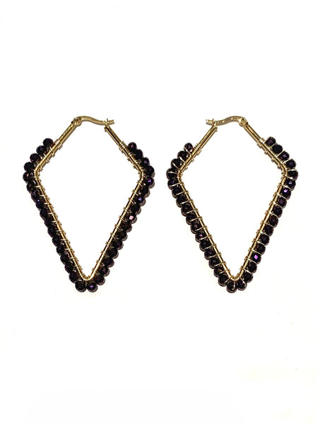 HC DESIGNS - Large Beaded Diamonds Hoops - Golden
