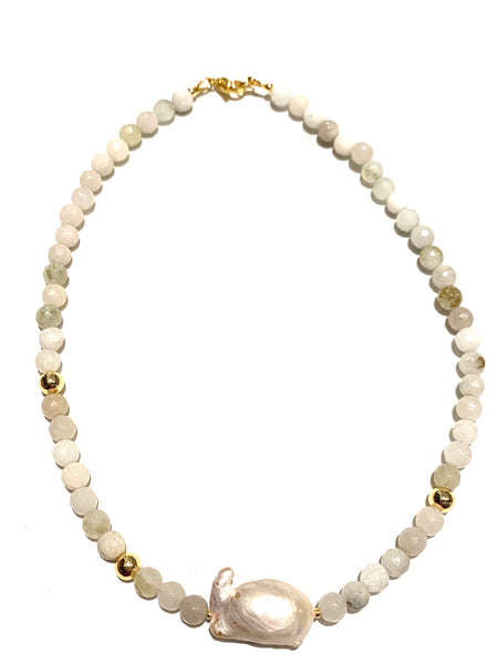HC DESIGNS- Short Agate and Baroque Pearl Necklace (More Colors Available)