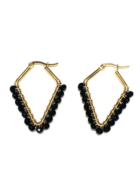 HC DESIGNS - Small Beaded Diamonds Hoops - Golden (More colors available)